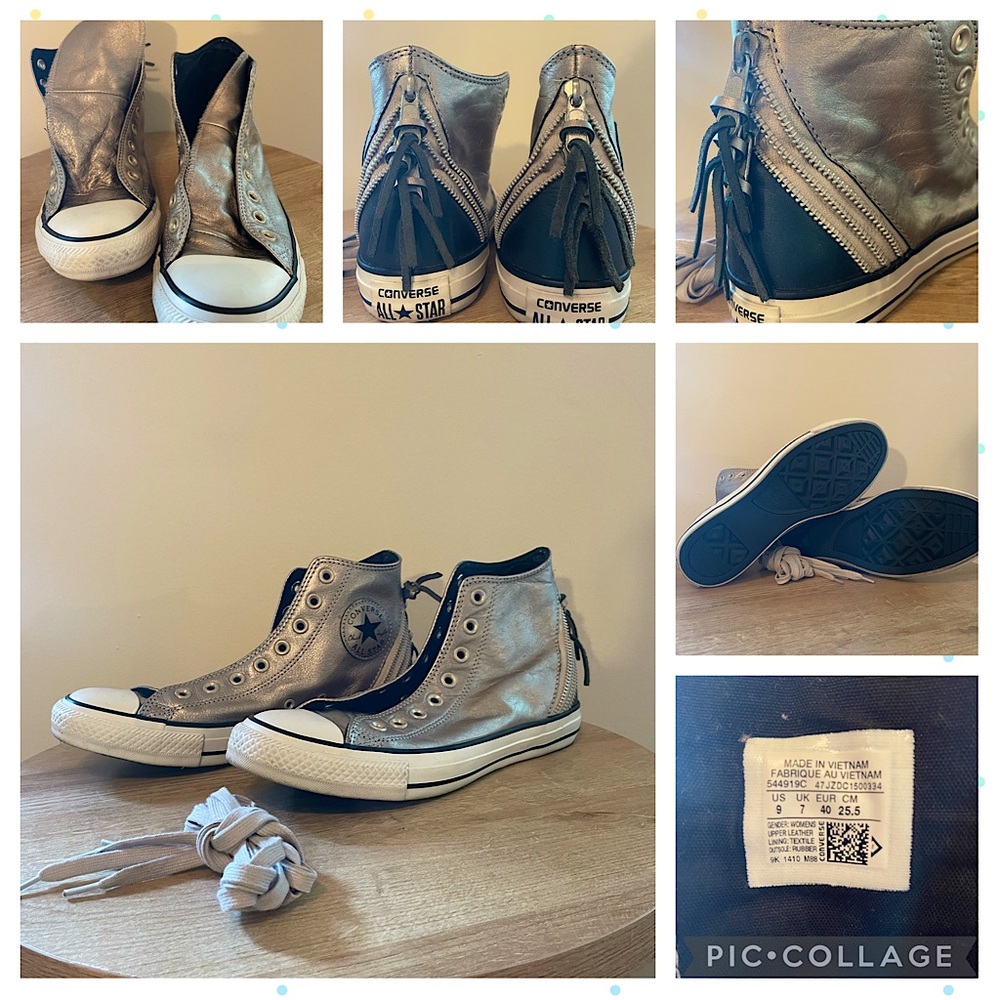 Metallic Converse Shoe With Zipper Detail | Size:W9